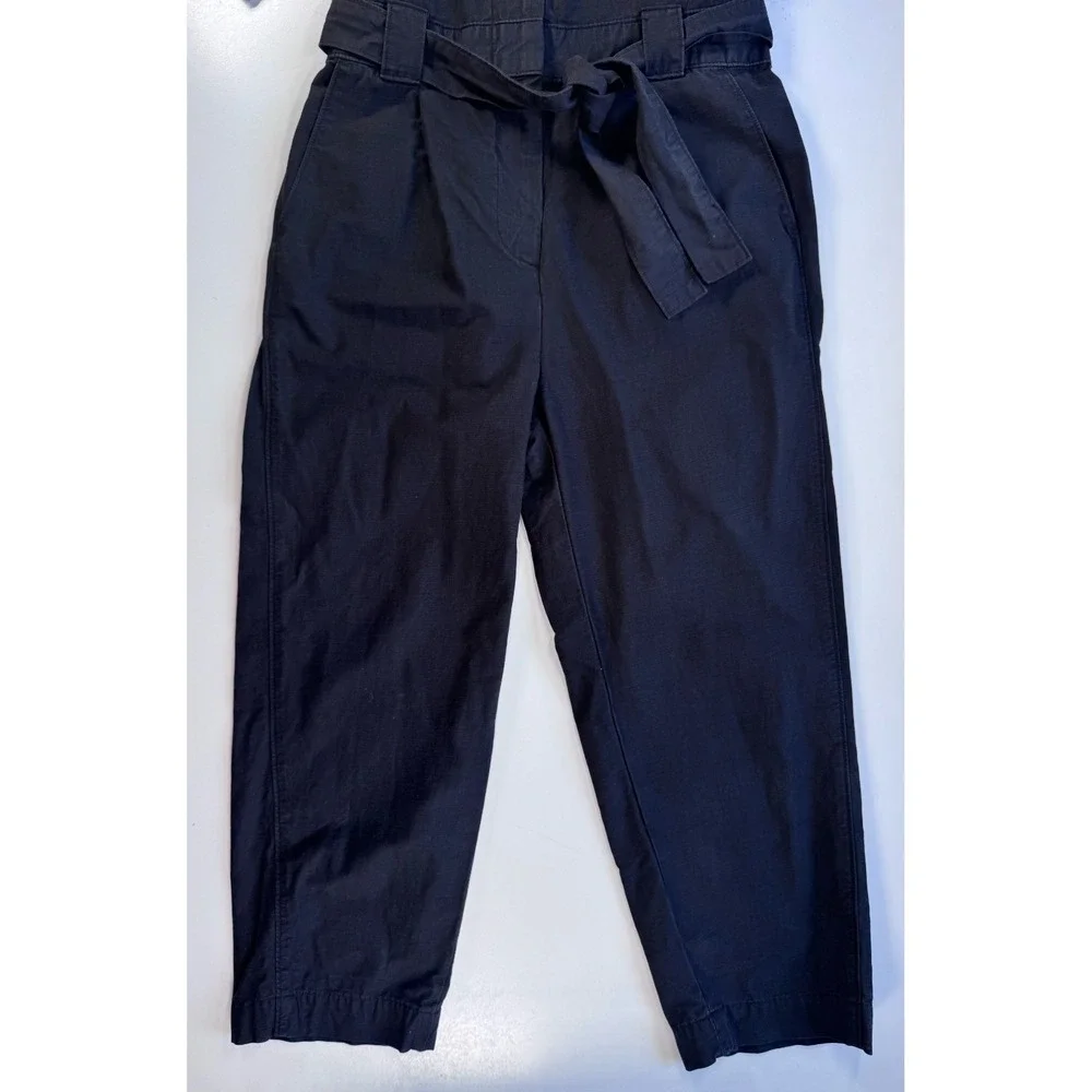 EVERLANE Fatigue Short Sleeve Jumpsuit Womens 8 Faded Black Organic Cotton/Linen